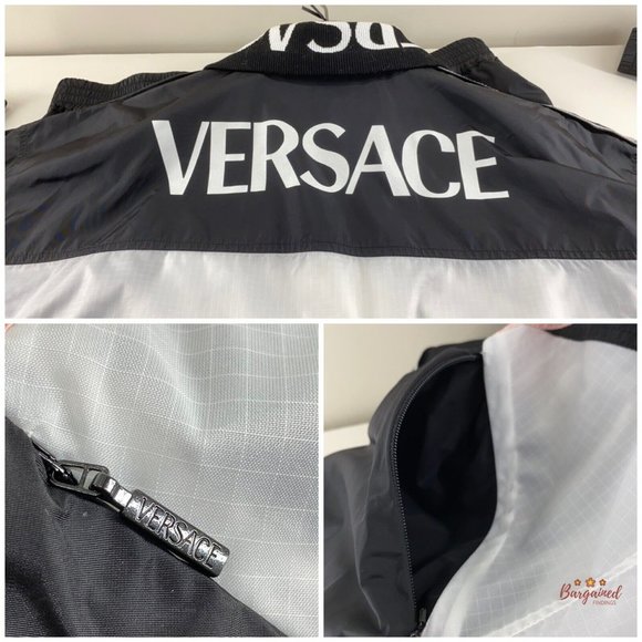 Authentic Versace White Black Pink Full Zip Nylon Jacket NWT - Size 42 - Picture 10 of 12